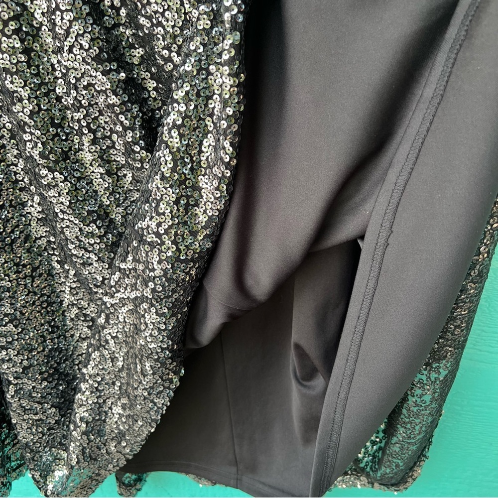 Lane Bryant Plus Black Silver Sequin Midi Length A-Line Skirt Size 14/16 NWT - Picture 6 of 9